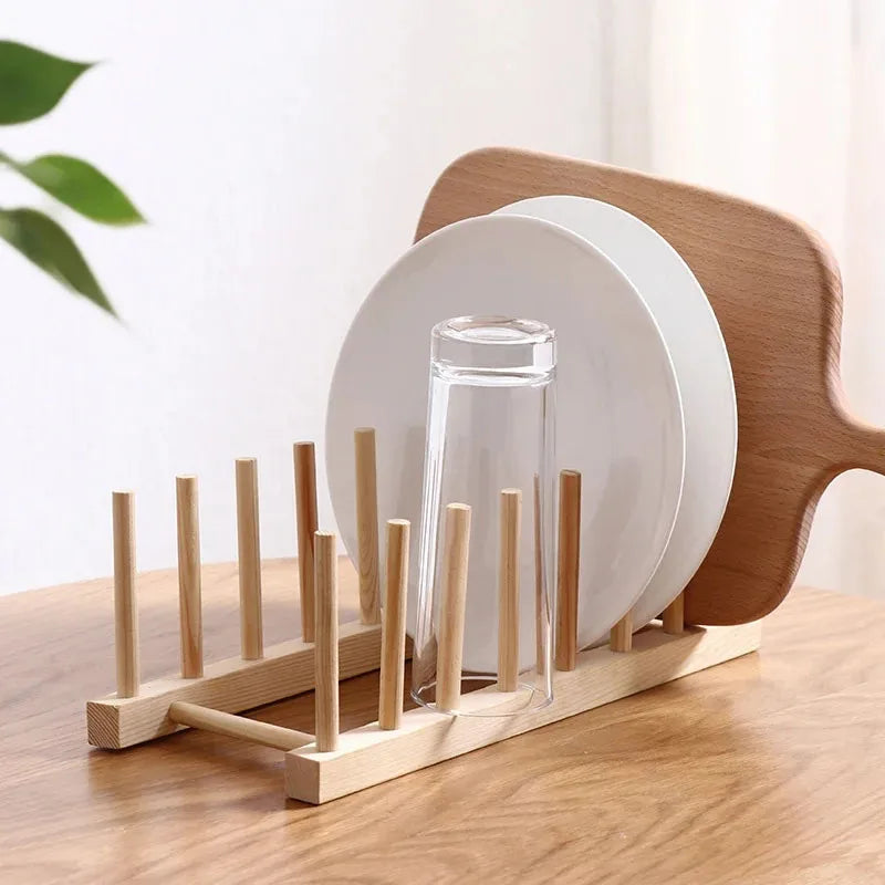 Wooden Dish Drying Rack with Drainboard – Kitchen Storage Organizer