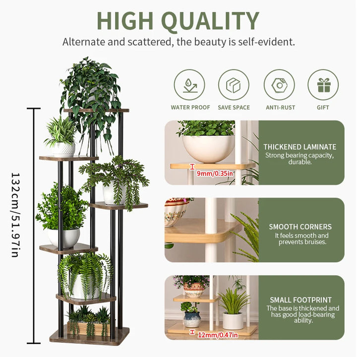 Wooden Plant Stand – 5/6/8 Layer Flower Pot Display Shelf