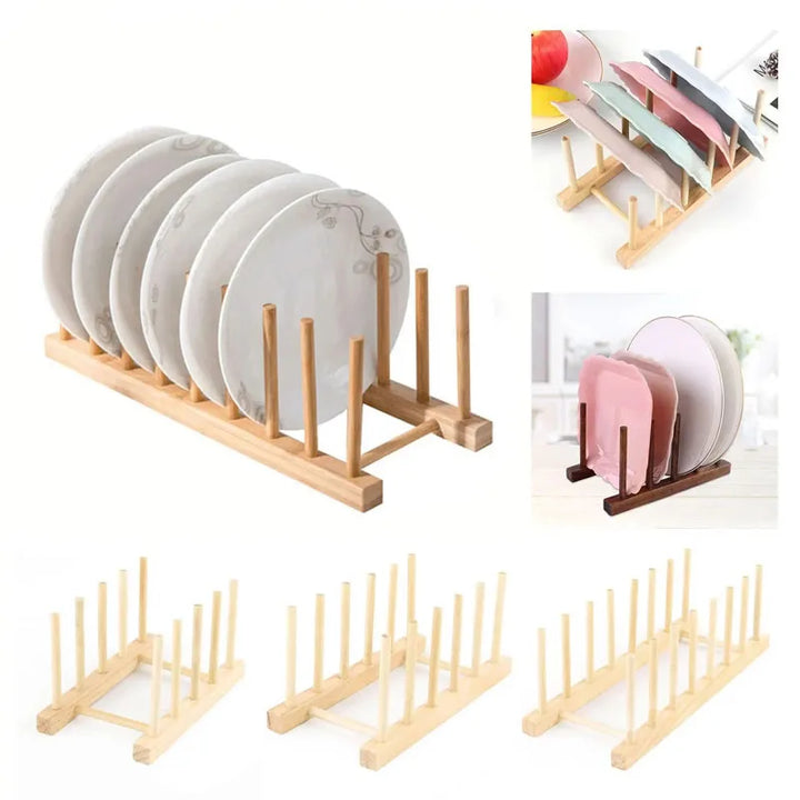 Wooden Dish Drying Rack with Drainboard – Kitchen Storage Organizer