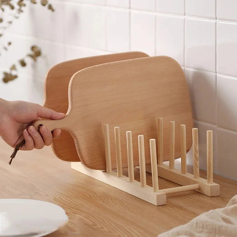 Wooden Dish Drying Rack with Drainboard – Kitchen Storage Organizer