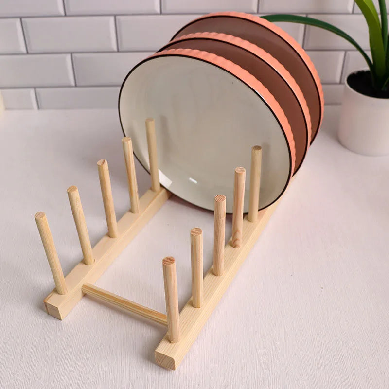 Wooden Dish Drying Rack with Drainboard – Kitchen Storage Organizer