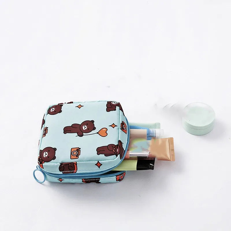 Heart Print Sanitary Napkin Pouch