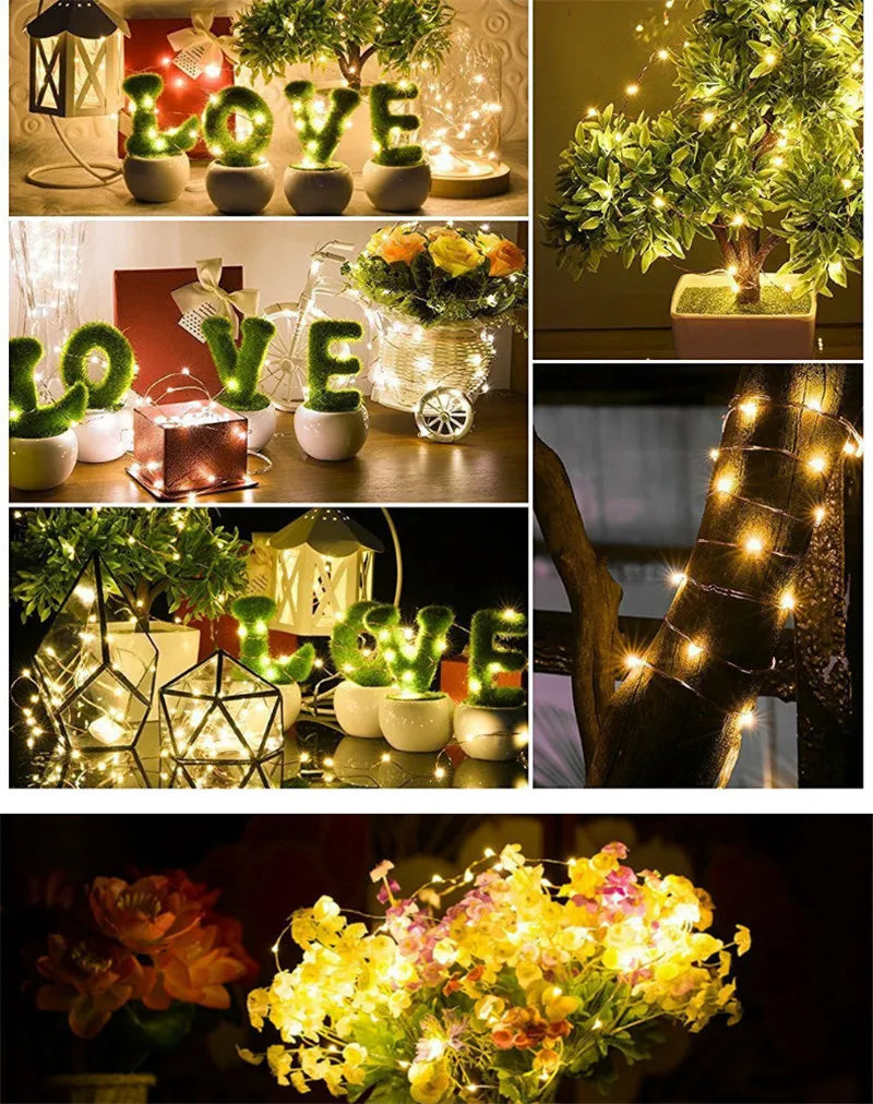 5pcs 2m Copper Wire LED String Lights