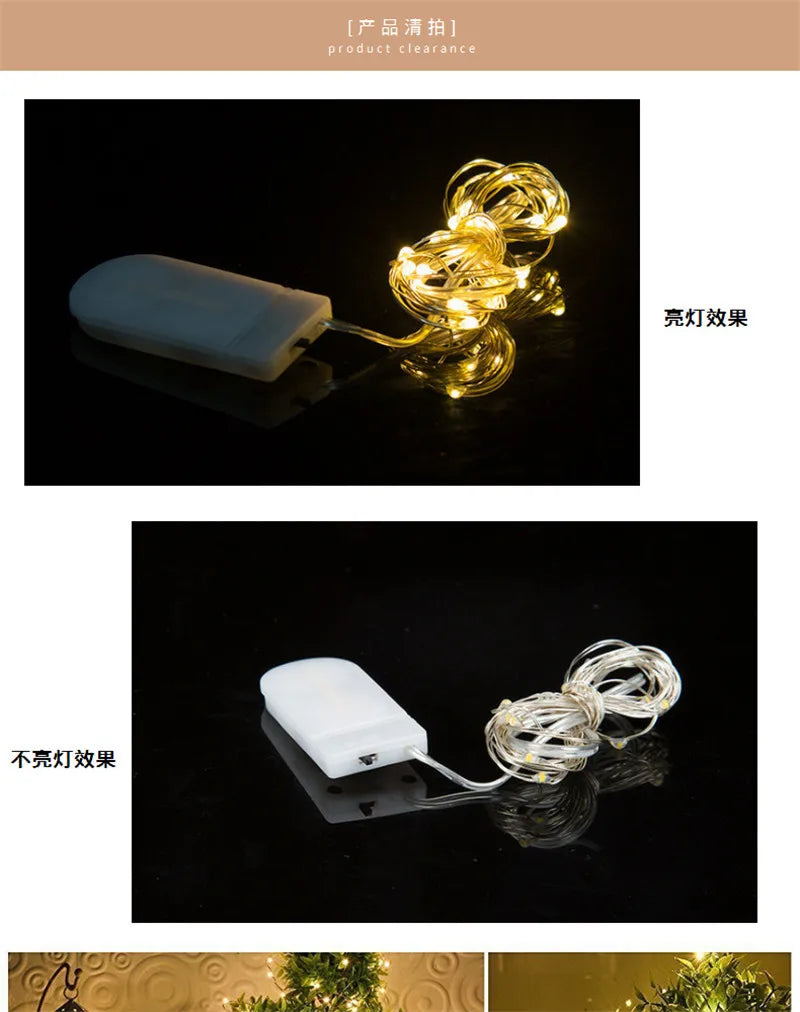 5pcs 2m Copper Wire LED String Lights