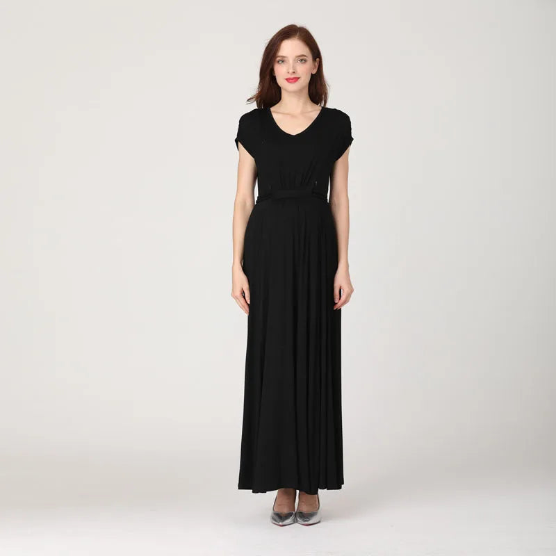 V-Neck Long Maternity Dress