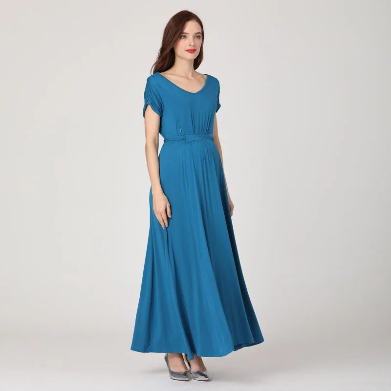 V-Neck Long Maternity Dress