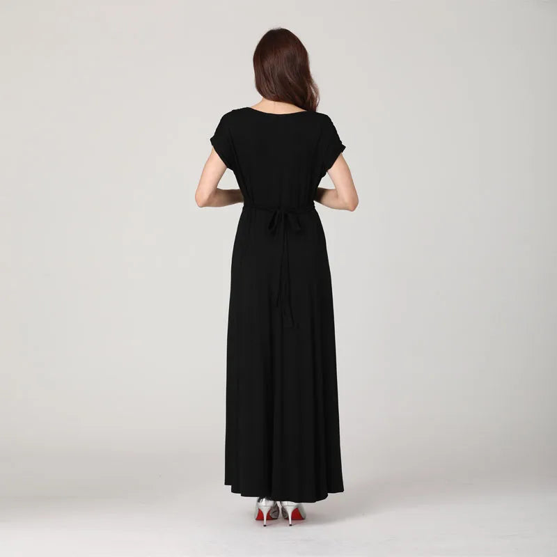 V-Neck Long Maternity Dress