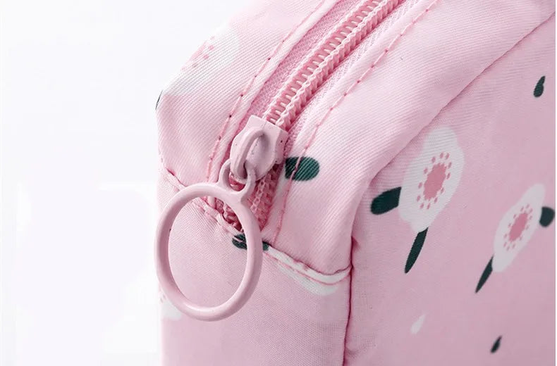 Heart Print Sanitary Napkin Pouch