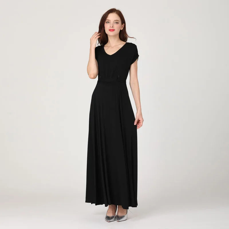 V-Neck Long Maternity Dress