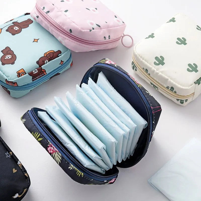 Heart Print Sanitary Napkin Pouch
