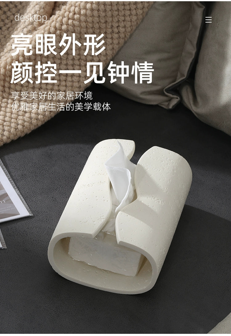 Modern White Travertine Tissue Box Holder
