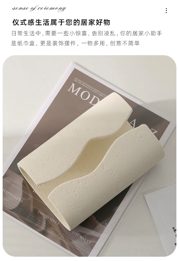 Modern White Travertine Tissue Box Holder