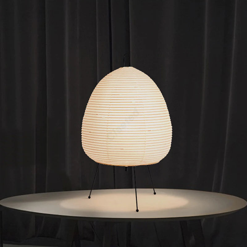 Japanese-Style Tripod Paper Table Lamp – LED Desk Lantern