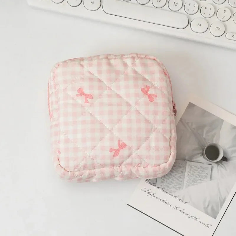Heart Print Sanitary Napkin Pouch