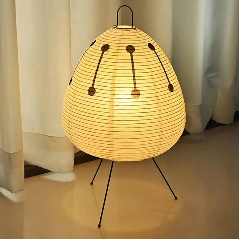 Japanese-Style Tripod Paper Table Lamp – LED Desk Lantern