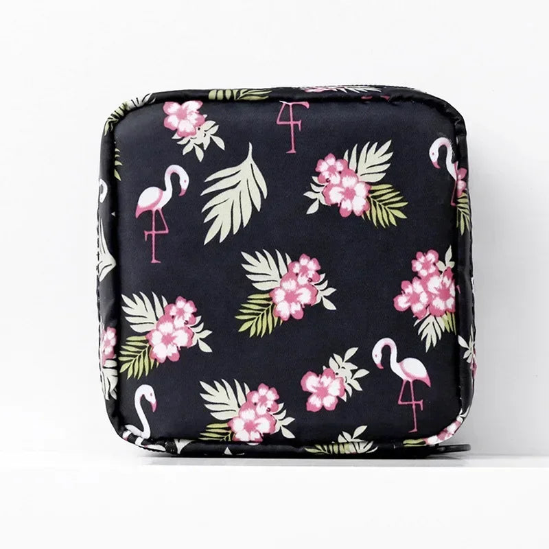 Heart Print Sanitary Napkin Pouch