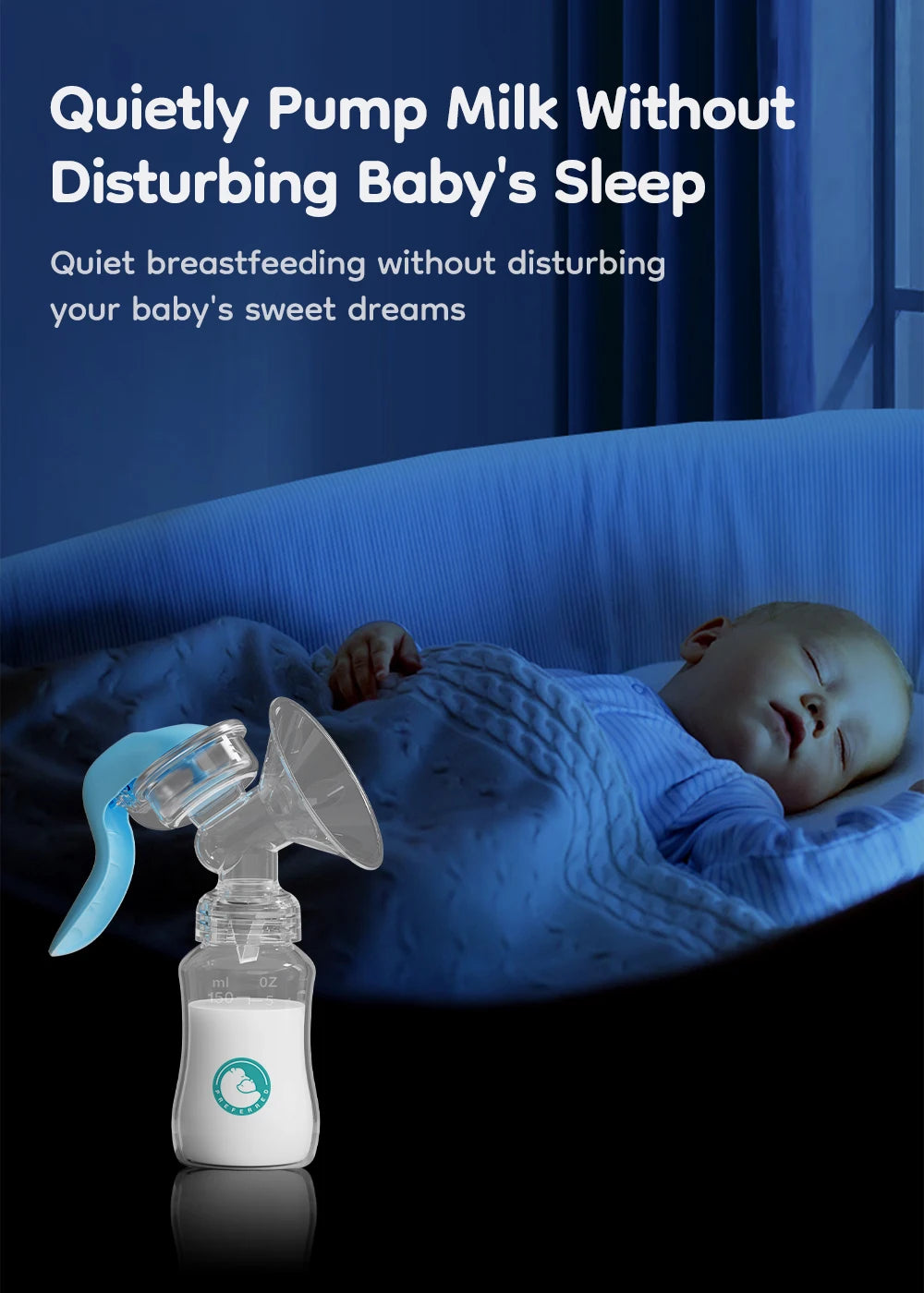 Manual Breast Pump with Baby Nipple & Milk Bottle – BPA Free