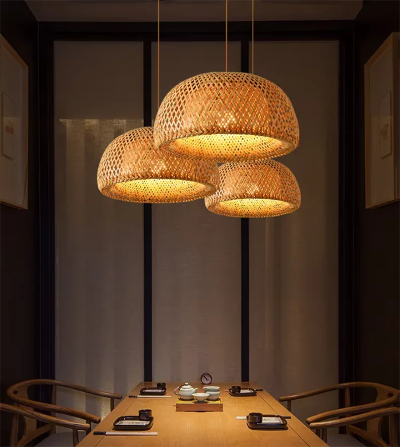 Hand-Knitted Bamboo Pendant Lamp