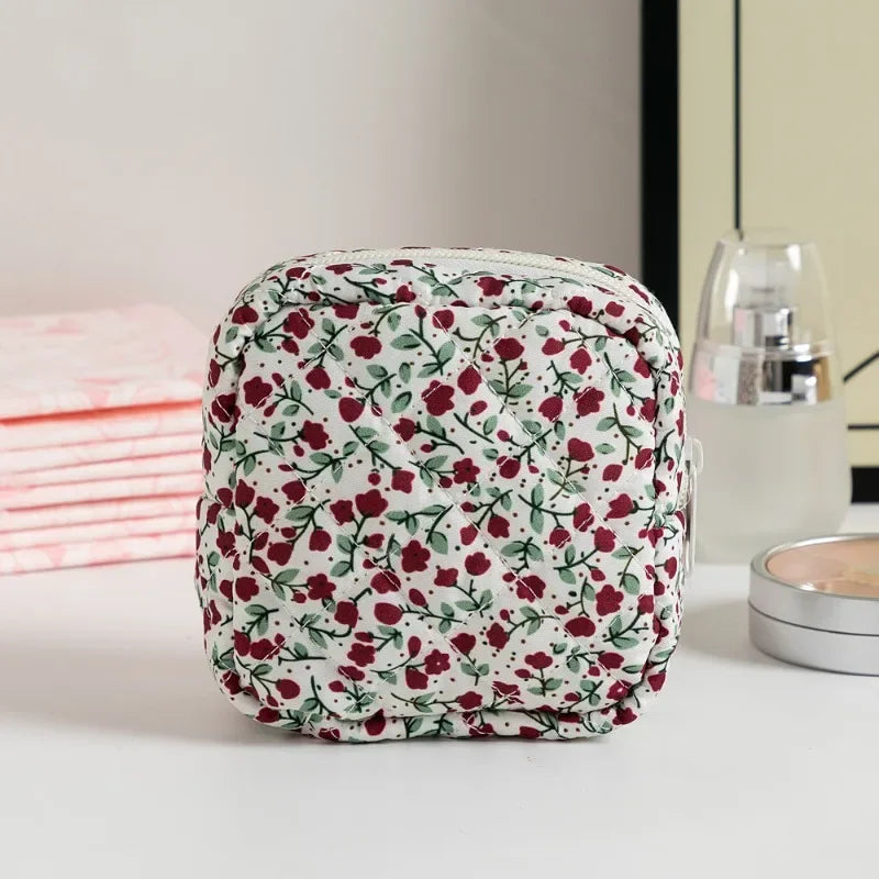 Heart Print Sanitary Napkin Pouch