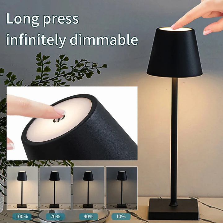 Cordless LED Touch Table Lamp – USB Rechargeable & Dimmable