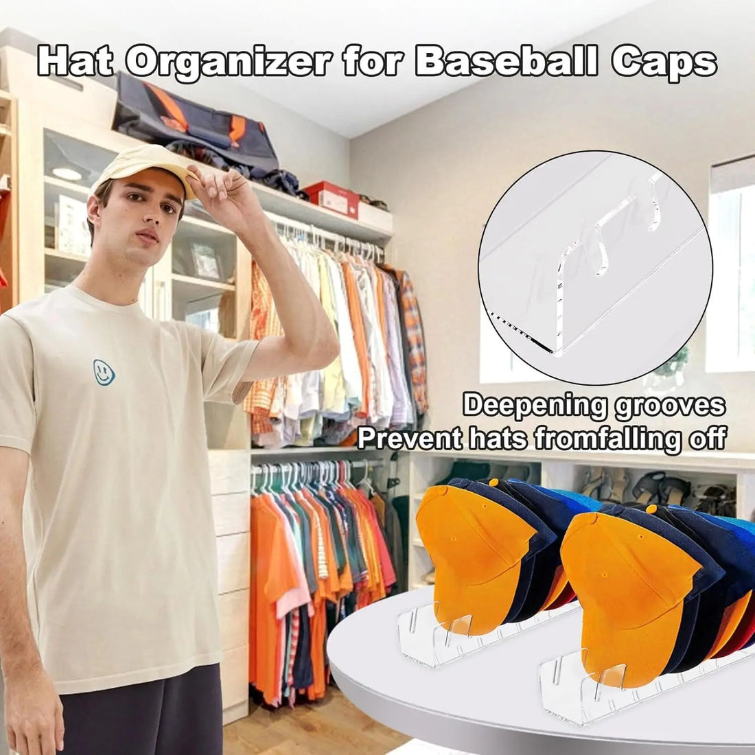 Acrylic Baseball Cap Rack – Stackable Hat Display & Organizer