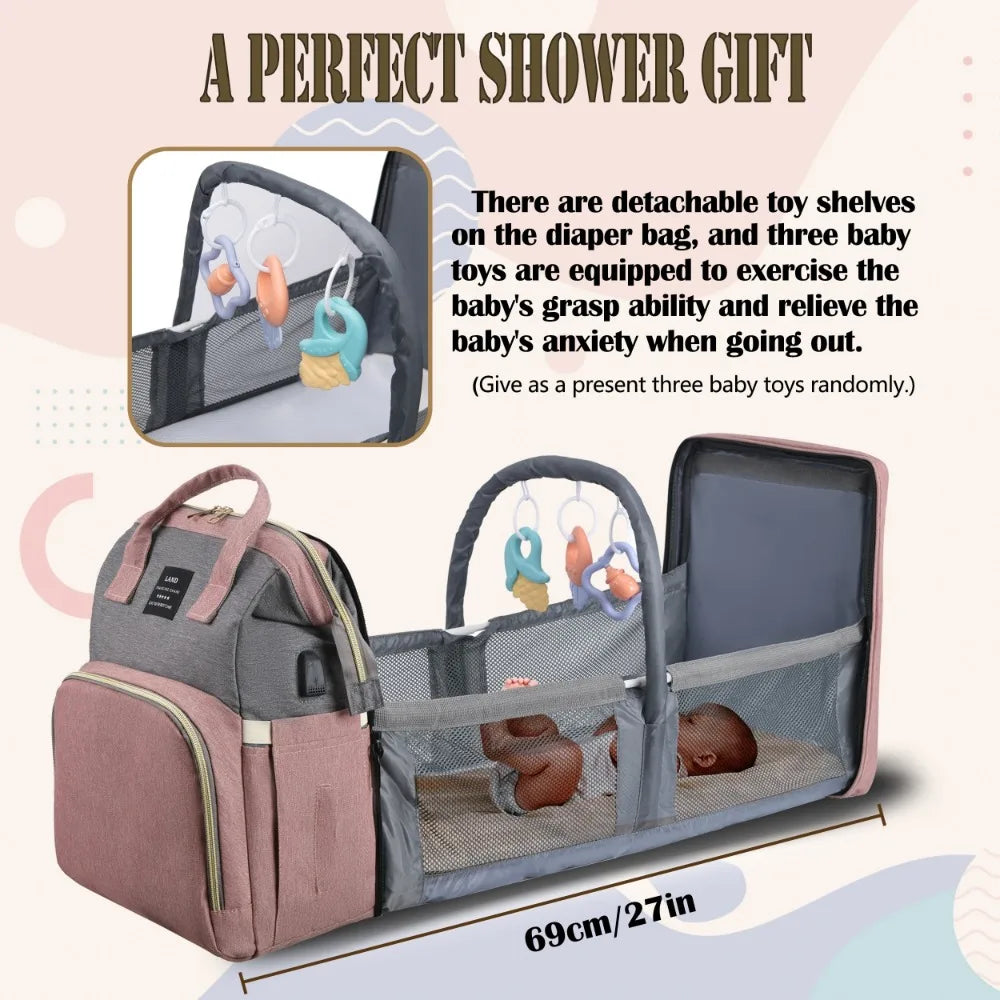 Mommy Backpack with Foldable Crib