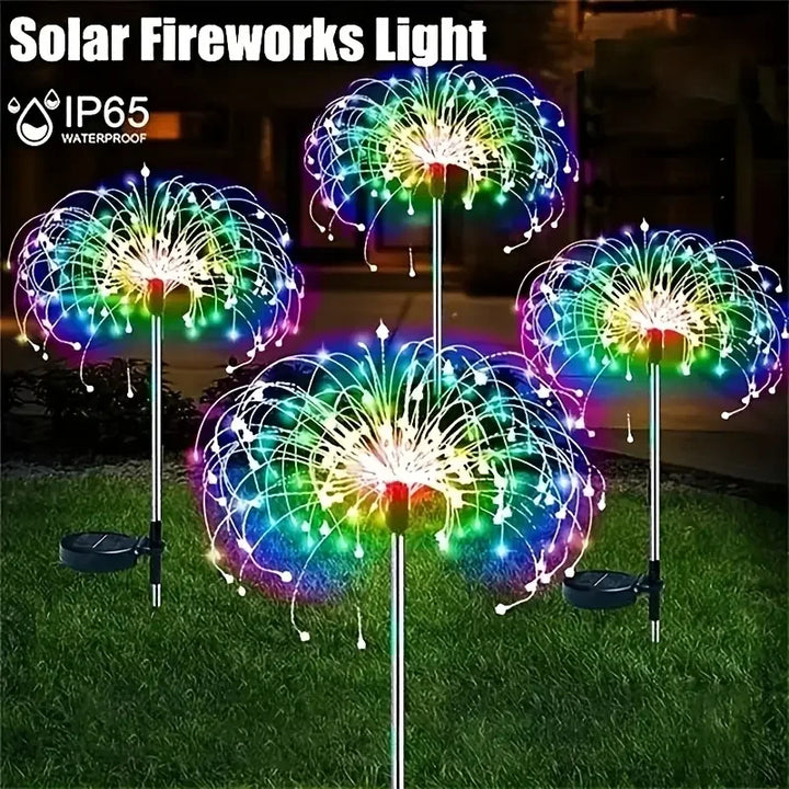 Solar Fireworks Lights – 200 LEDs, 8 Modes, Remote Control, Waterproof
