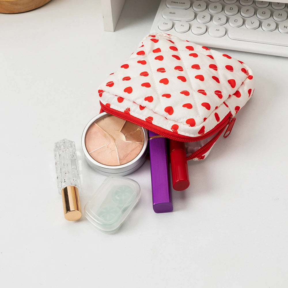 Heart Print Sanitary Napkin Pouch