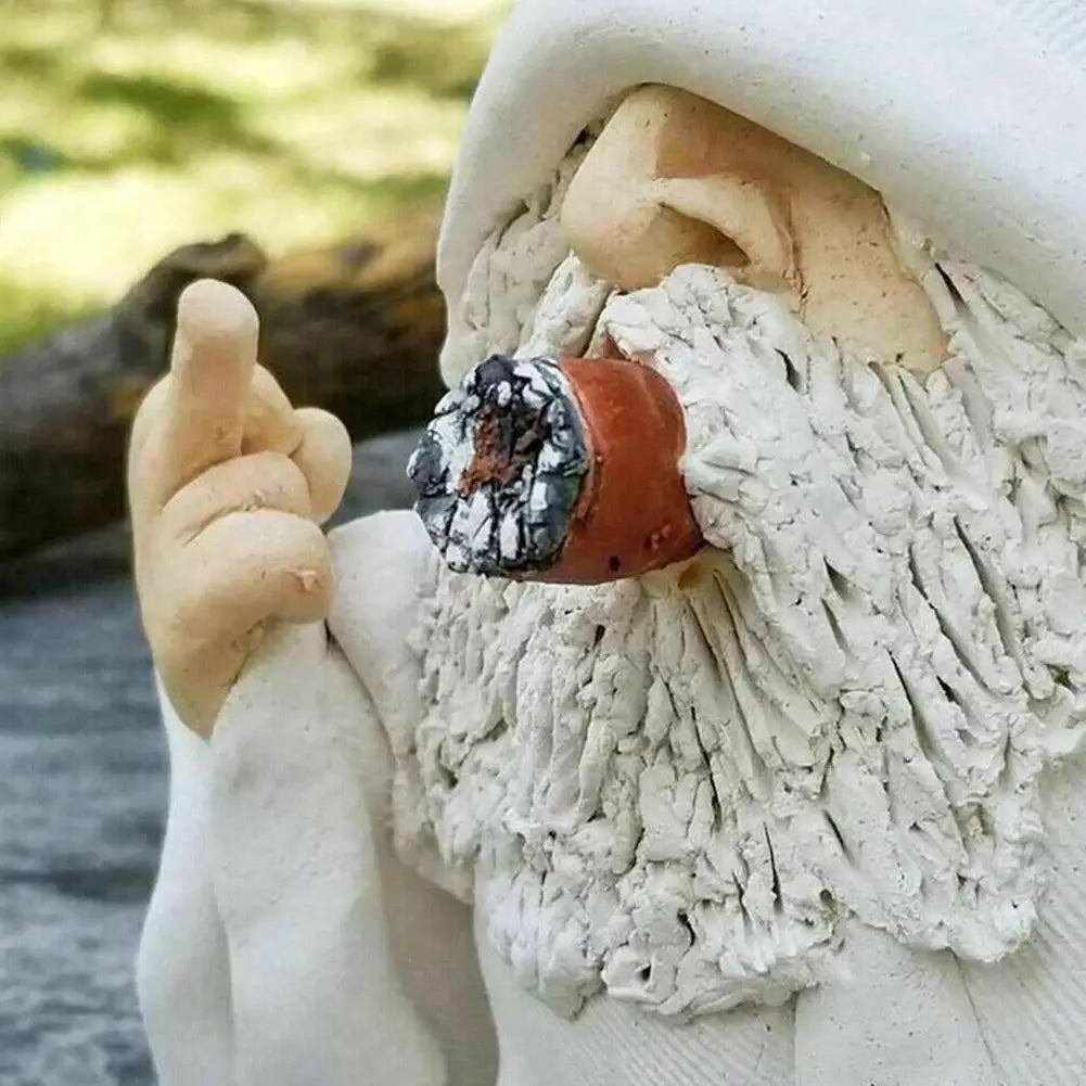 Smoking White Beard Resin Gnome