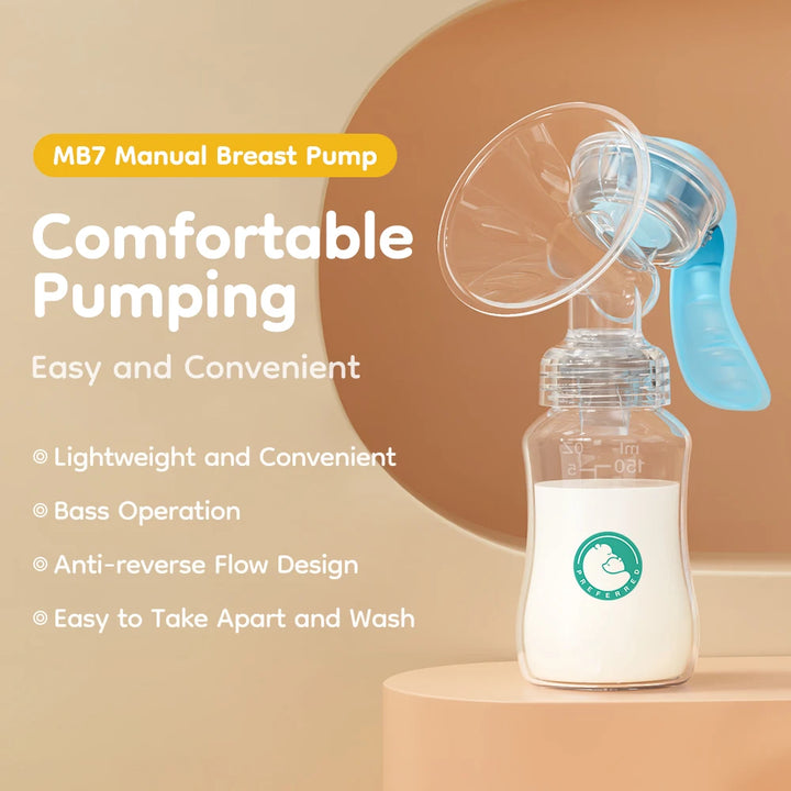 Manual Breast Pump with Baby Nipple & Milk Bottle – BPA Free