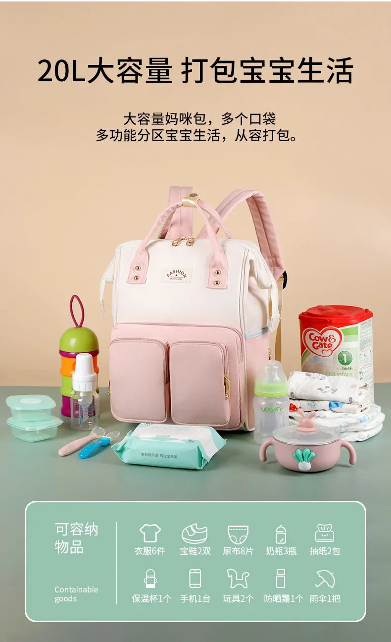 Waterproof Mommy Diaper Backpack – Large Capacity Travel Bag