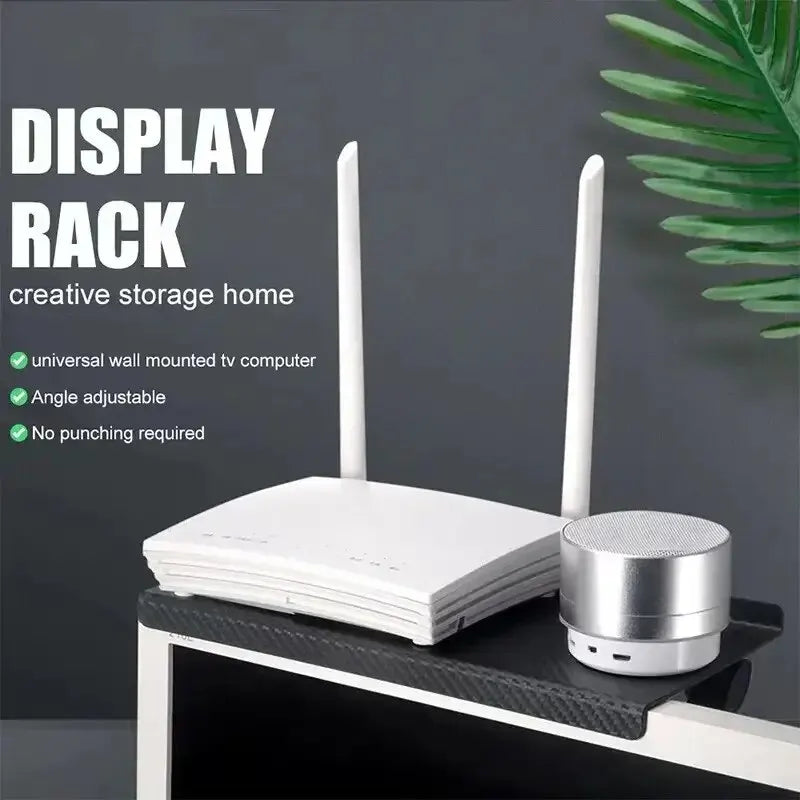 Screen Top Storage Rack – No-Drill Shelf for TV, Monitor, Router