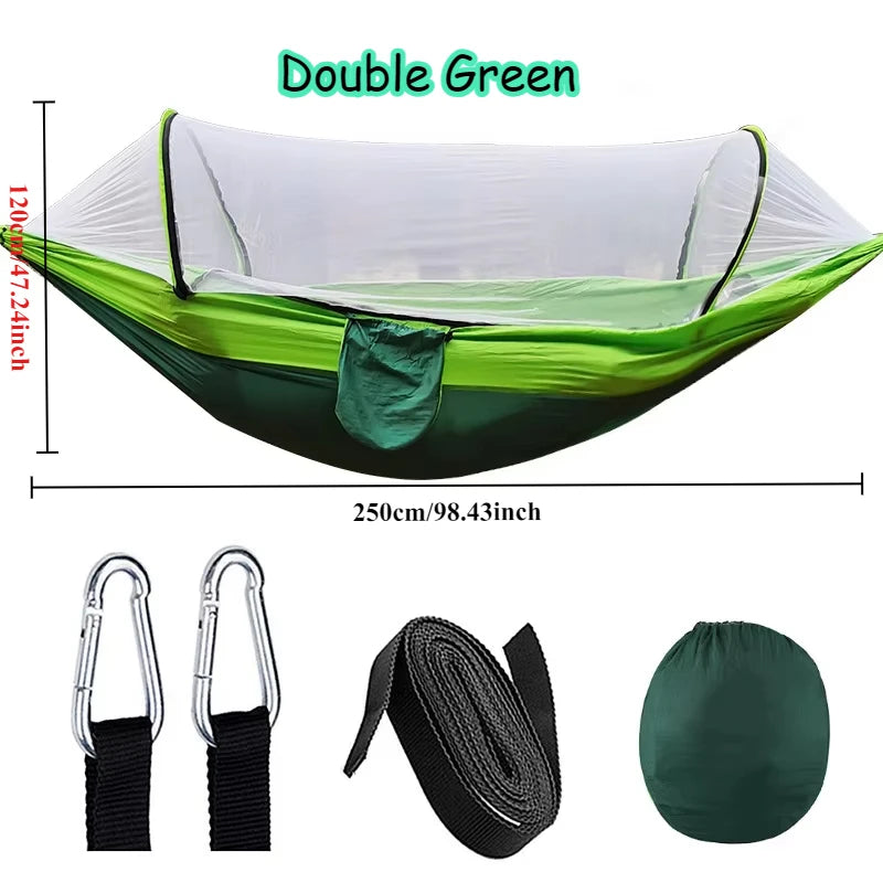 Outdoor Camping Hammock with Mosquito Net – Lightweight Parachute Fabric