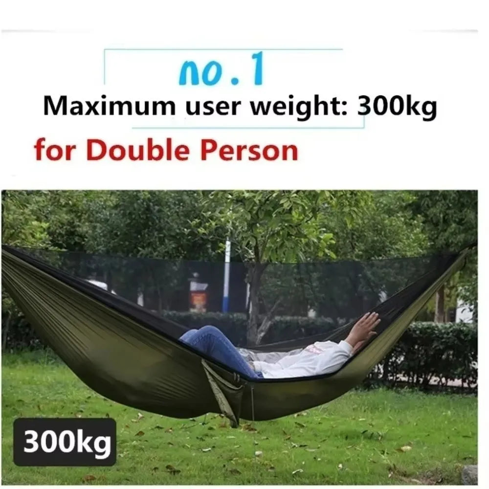 Outdoor Camping Hammock with Mosquito Net – Lightweight Parachute Fabric