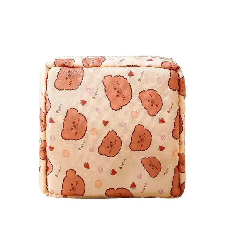 Heart Print Sanitary Napkin Pouch