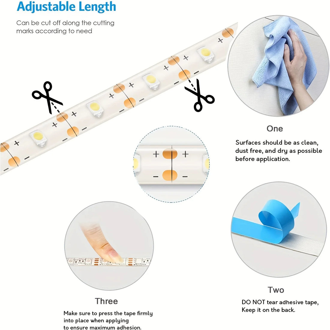 1M USB LED Strip Light – Gesture Sensor Night Lamp, Dimmable 60 LEDs