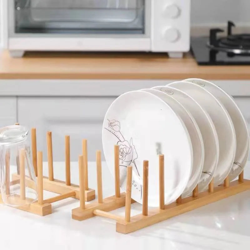 Wooden Dish Drying Rack with Drainboard – Kitchen Storage Organizer