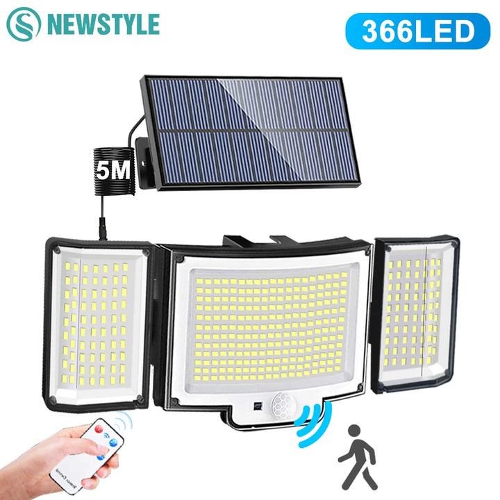 366LED Solar Security Light – Outdoor Motion Sensor, IP65 Waterproof