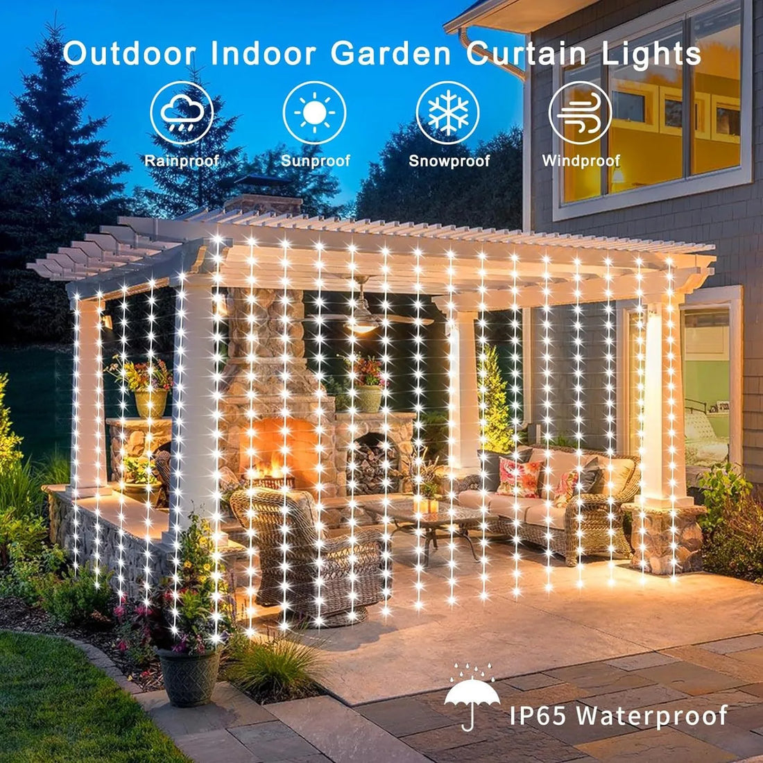 Solar Curtain String Lights