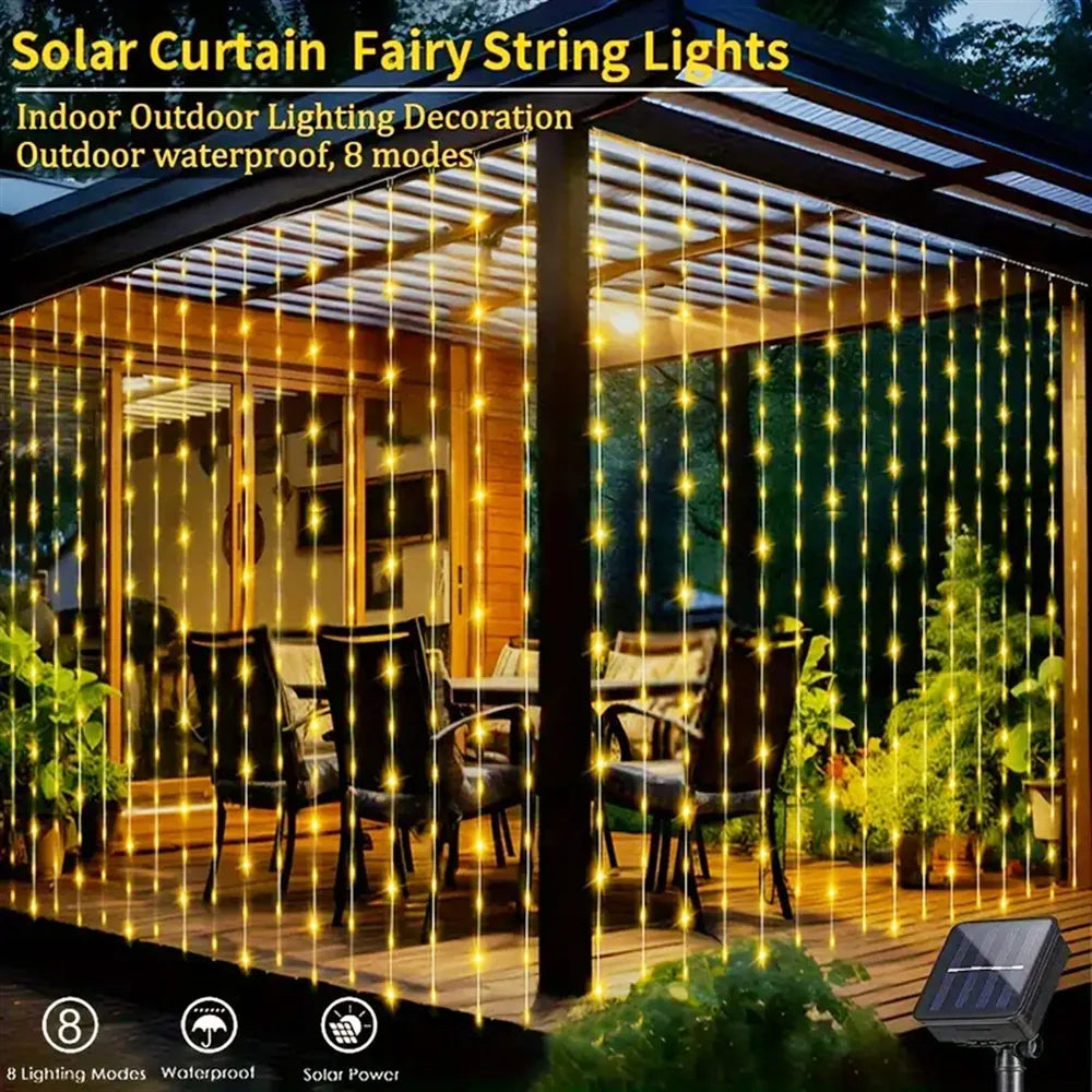 Solar Curtain String Lights
