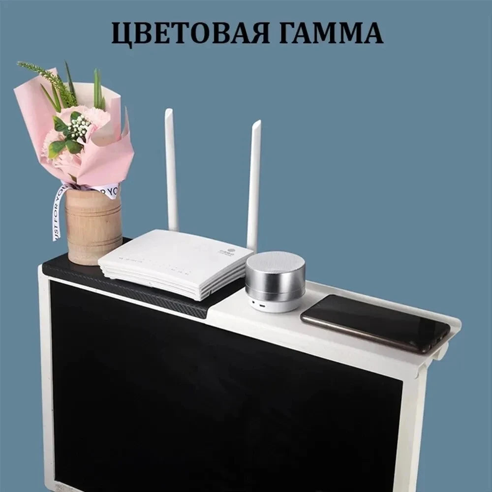 Screen Top Storage Rack – No-Drill Shelf for TV, Monitor, Router