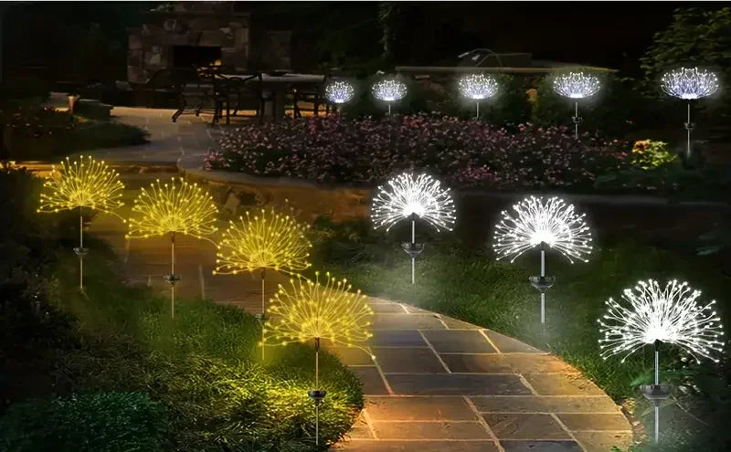 Solar Fireworks Lights – 200 LEDs, 8 Modes, Remote Control, Waterproof