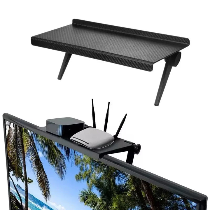 Screen Top Storage Rack – No-Drill Shelf for TV, Monitor, Router
