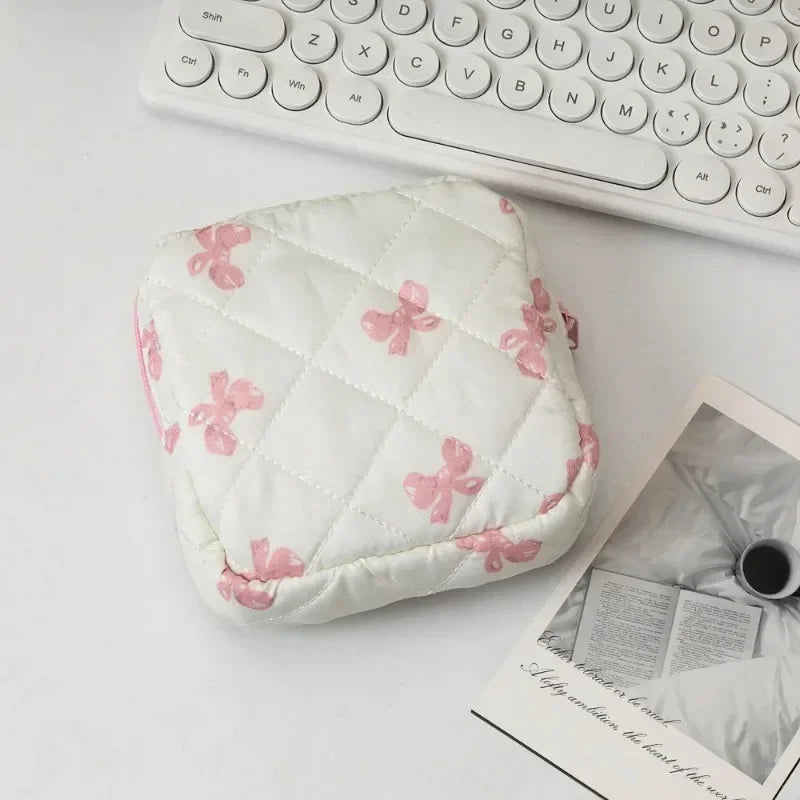 Heart Print Sanitary Napkin Pouch