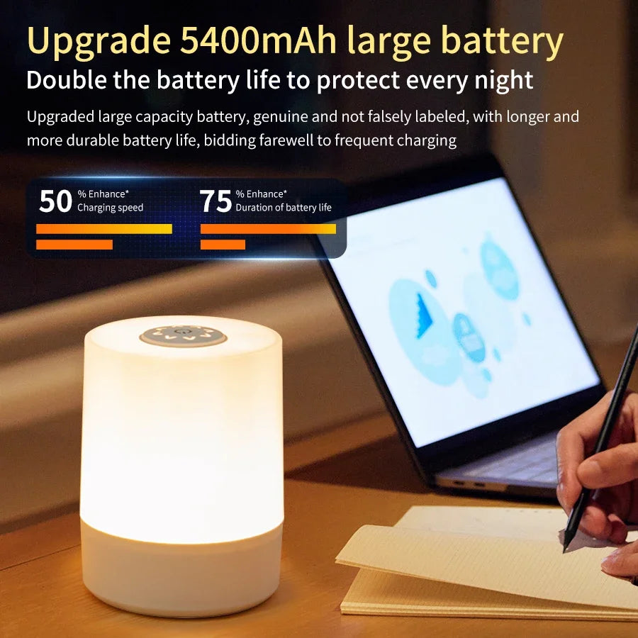 Dimmable LED Bedside Night Light – Touch Control Rechargeable Lamp