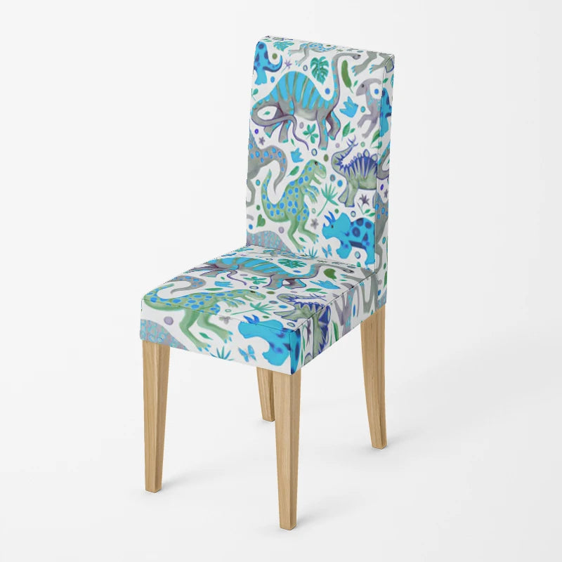 Stretch Dining Chair Covers – Elastic Fabric with Retro Floral Design