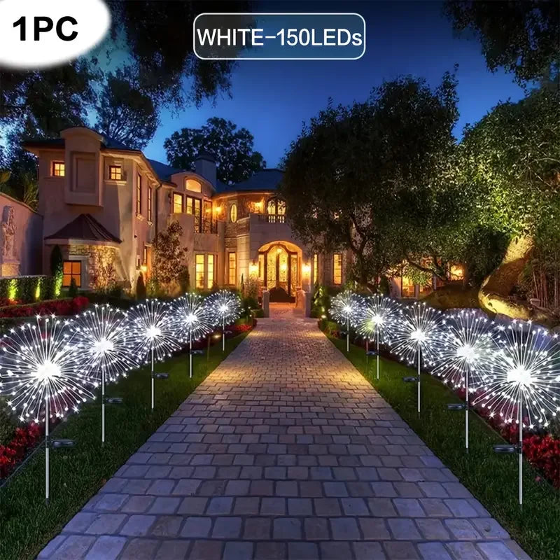 Solar Fireworks Lights – 200 LEDs, 8 Modes, Remote Control, Waterproof