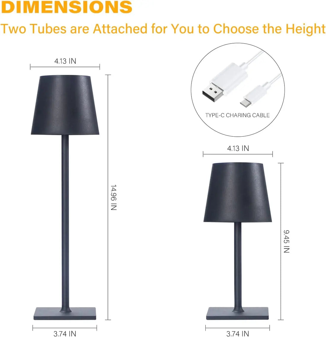 Cordless LED Touch Table Lamp – USB Rechargeable & Dimmable