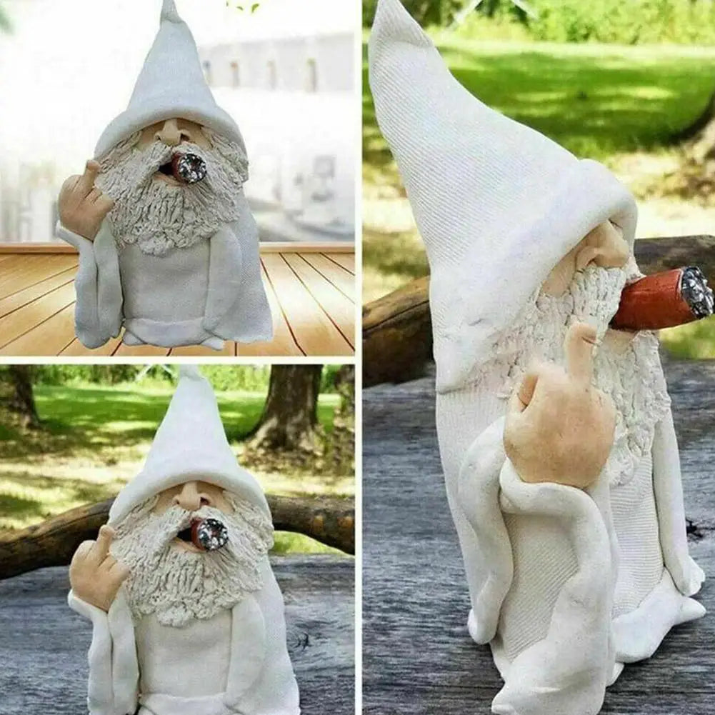 Smoking White Beard Resin Gnome
