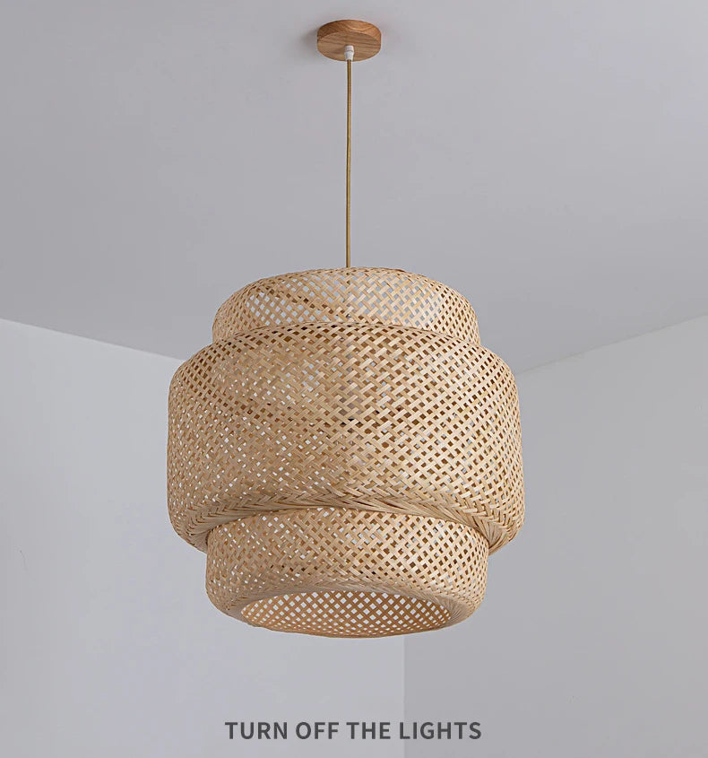 Hand-Knitted Bamboo Pendant Lamp